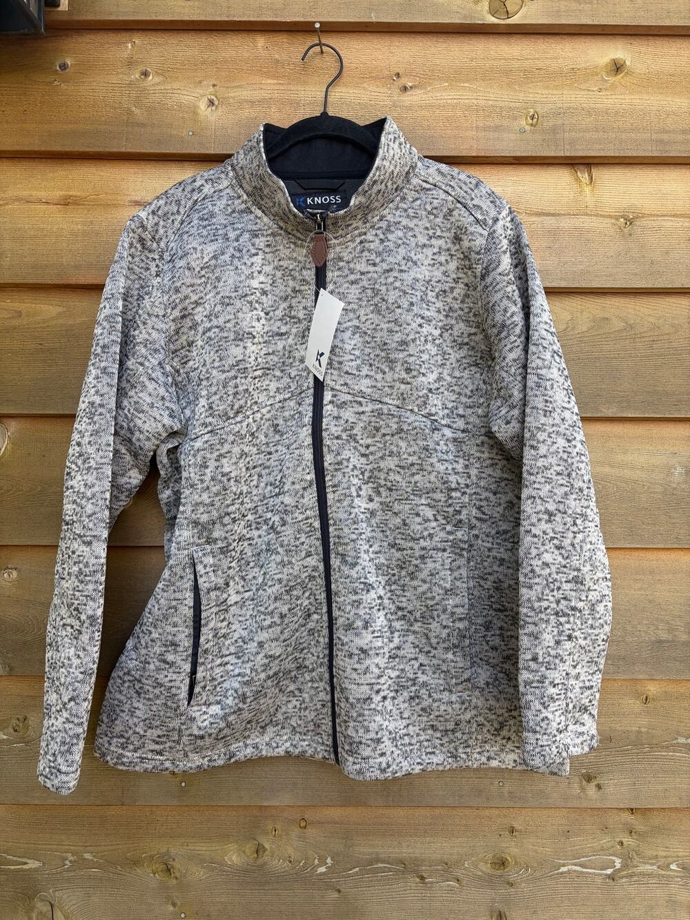 Knoss heather gray bonded sweater fleece zip jacket
